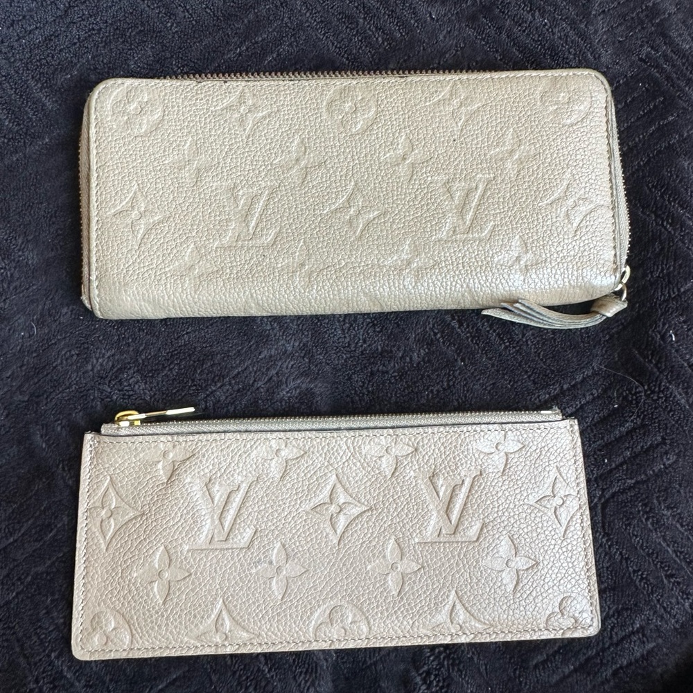Louis Vuitton Cream Leather Wallets with Iconic Monogram